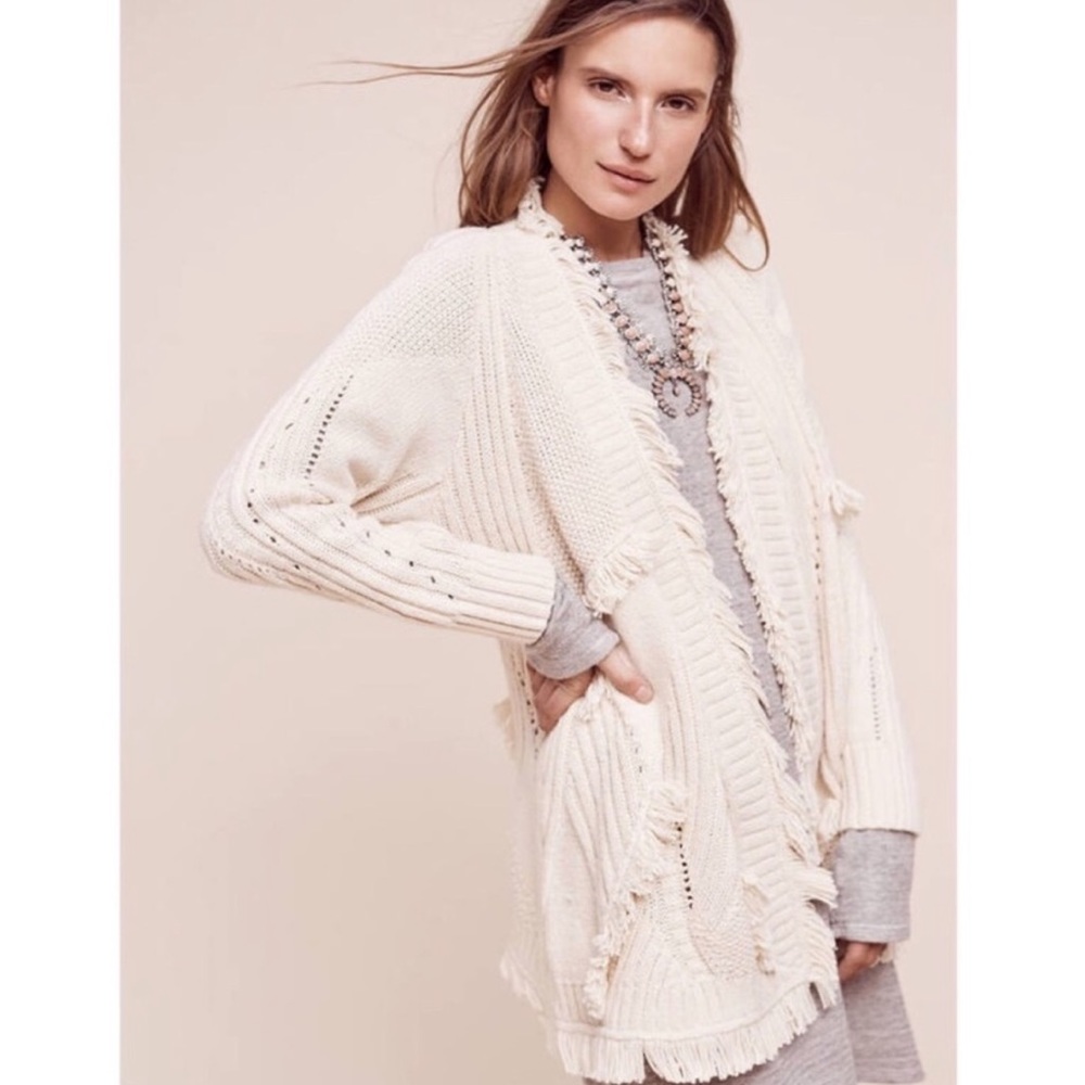 Anthropologie Rosie Neira Rima Fringed Cardigan
